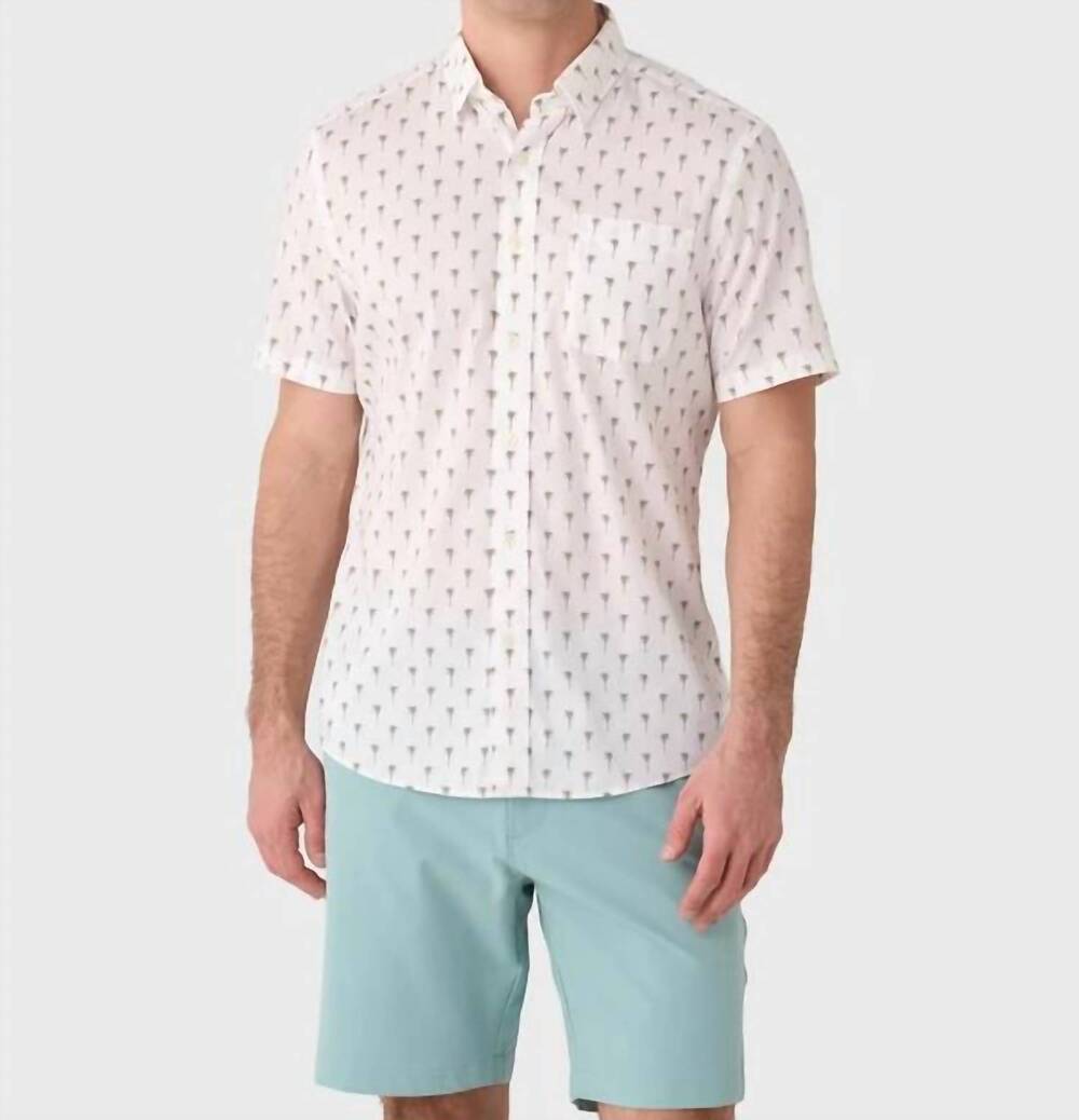 NEW FAHERTY short sleeve movement shirt in ica -  ivory coastal palms